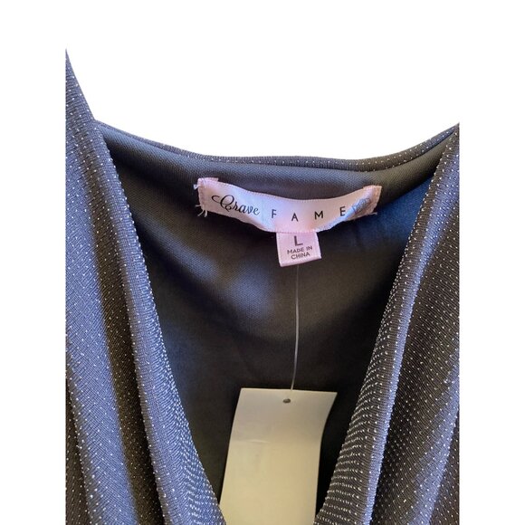 Shimmering Gray Glitter Cowl Neck Spaghetti Strap Tank Top XL By Crave Fame - Picture 4 of 4